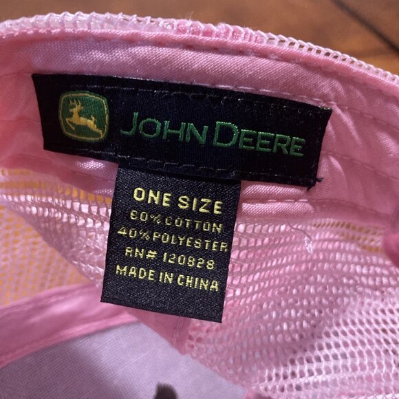 JOHN DEERE Brown & Pink Trucker Style Cap/Hat Snapback - Picture 7 of 7